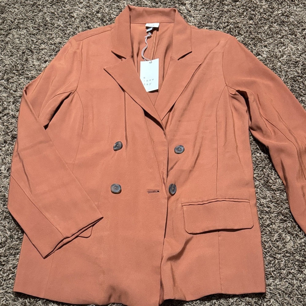 a new day Women's Rust Double-Breasted Blazer